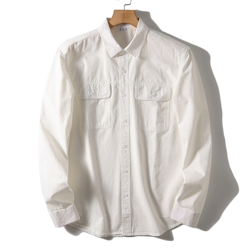 เสื้อเชิ้ตแขนยาวมีกระเป๋าคู่สี - Oxford Cotton Casual Shirt Business บทวิจารณ์และราคา