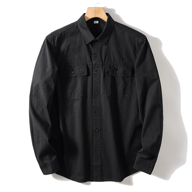 เสื้อเชิ้ตแขนยาวมีกระเป๋าคู่สี - Oxford Cotton Casual Shirt Business บทวิจารณ์และราคา