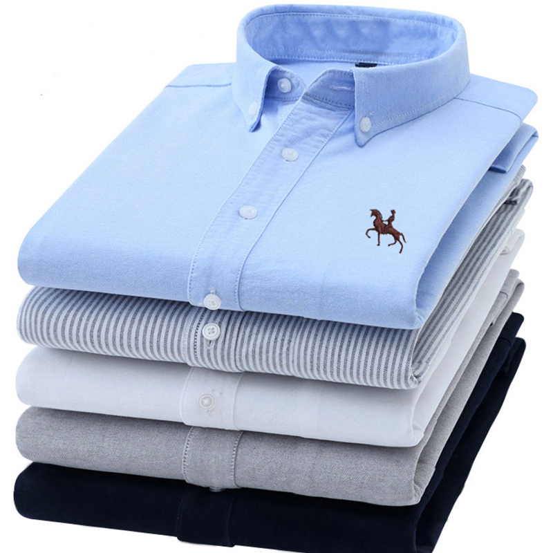 S-6XL Oxford เสื้อสําหรับชายแข - Oxford Cotton Casual Shirt Business บทวิจารณ์และราคา