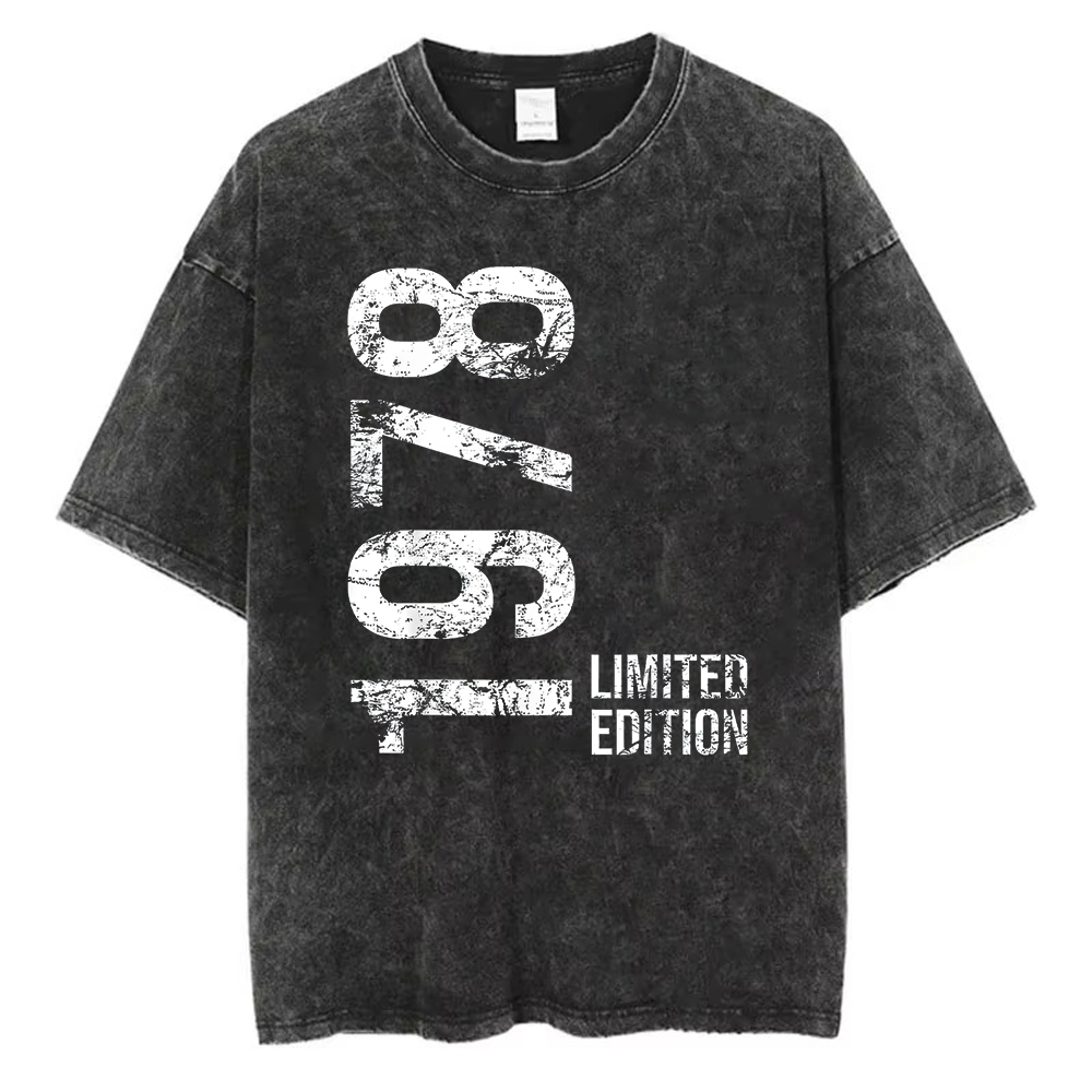 เสื้อยืดลายกราฟิกผ้าฝ้ายวินเทจ - Acid Wash Vintage Graphic T Shirt บทวิจารณ์และราคา